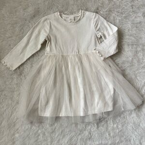 H&M Cream Long Sleeve Baby Dress with Tulle Skirt